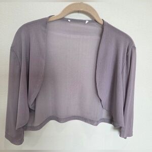 Grace Karen Sheer grey Cropped Bolero Elegant Top Medium